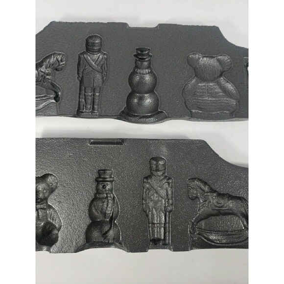 John Wright Christmas Candy Mold Cast Iron Bear Rocking Horse Snowman Soldier - Picture 3 of 16